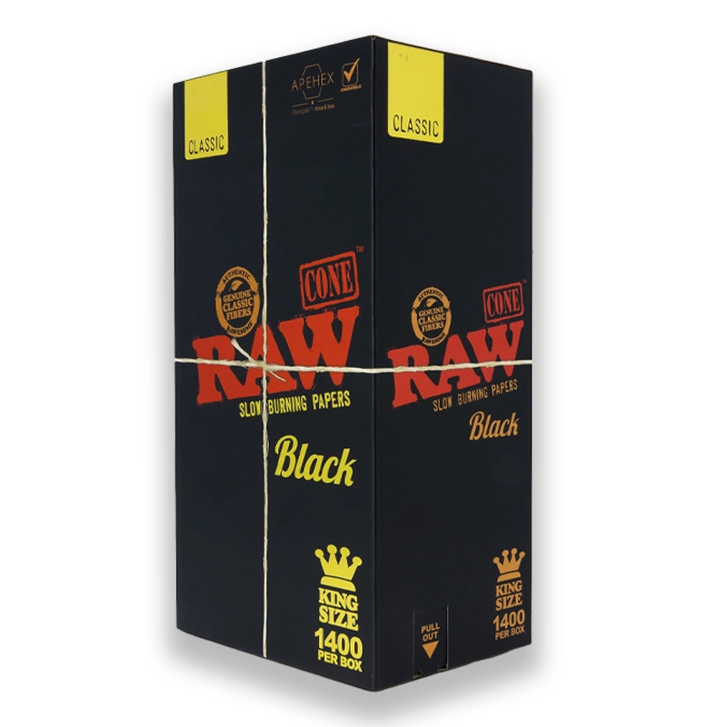 raw black king size cones bulk box 1400 cones